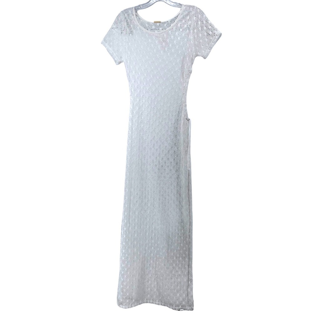 Cotton Candy Oasis Women's Maxi Dress Crochet White Knit Medium